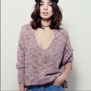 FREE PEOPLE Stella Softly Oversized Alpaca Mohair Blend Mauve Sweater